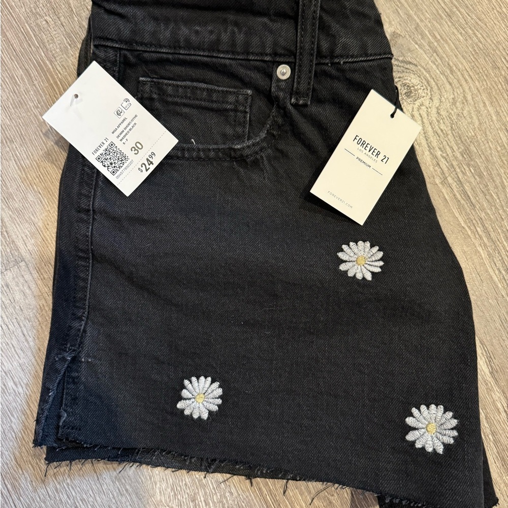 Forever 21 Black Skirt with Floral Embroidery
